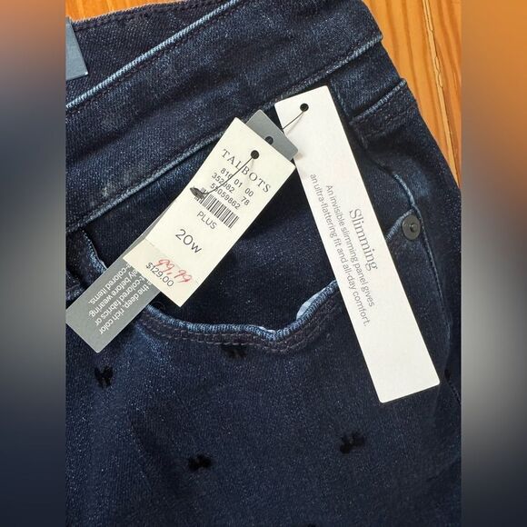 NWT Talbots Dark Denim Jeggings With Flocked Bows - Picture 6 of 8